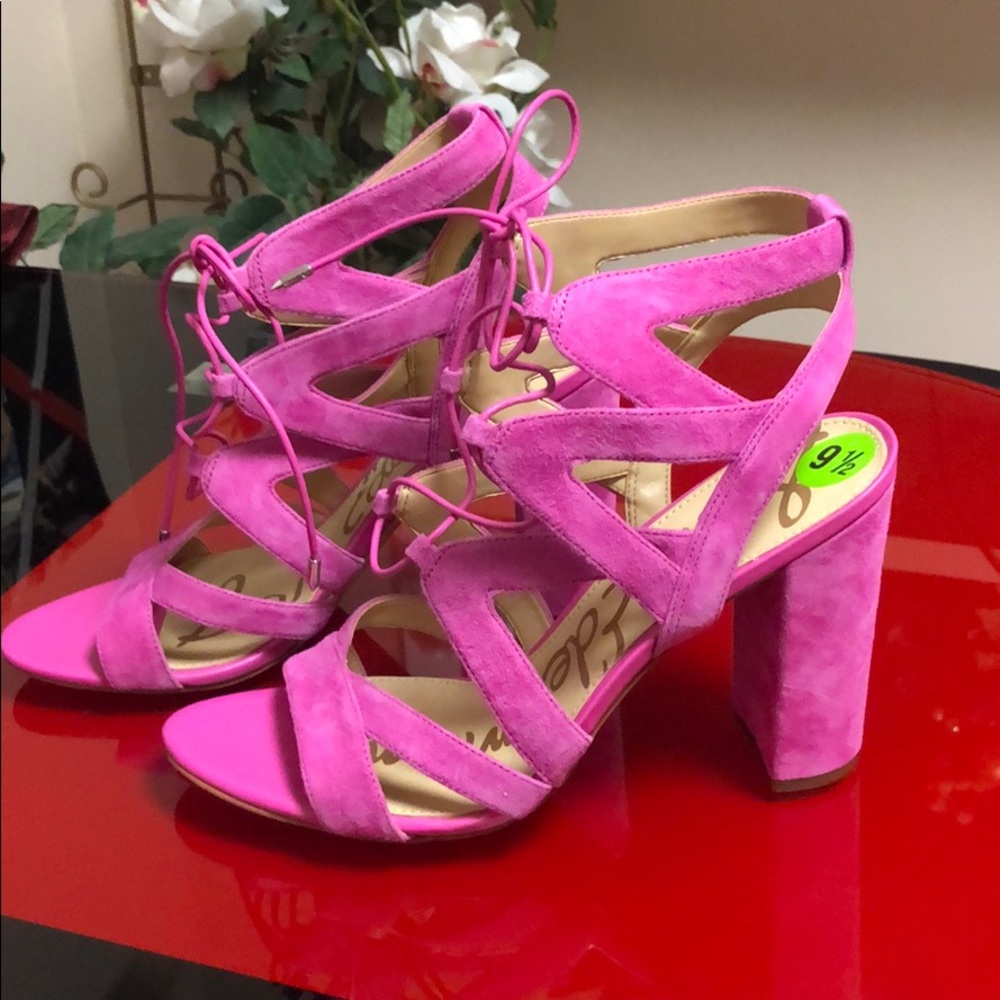 NWOT Sam Edelman Yardley Pink Lace Up Heel, 9.5